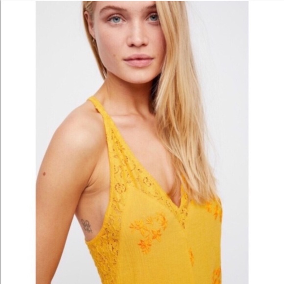NWT Free People Yellow Lace Romper - Picture 2 of 4